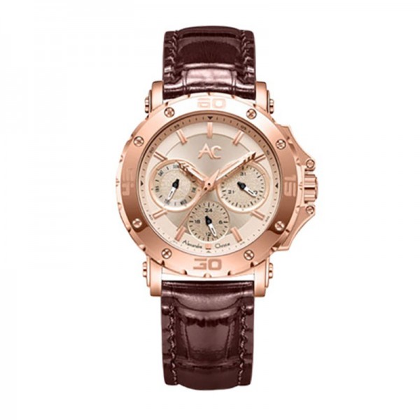 Alexandre Christie AC 9205 Rosegold Brown Leather Lady BFLRGLNBO